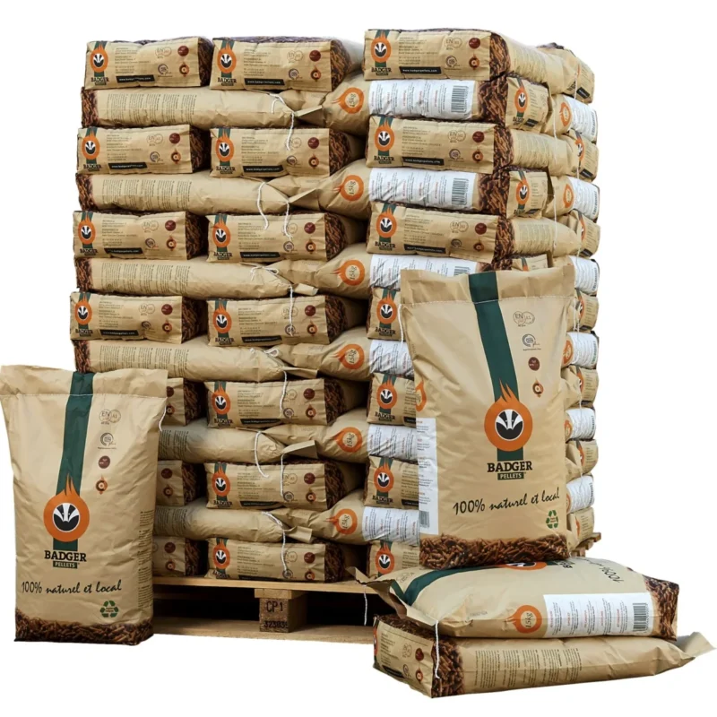Pellets de Madera Naturales Badger Pellets – Palet 990kg (66 sacos)